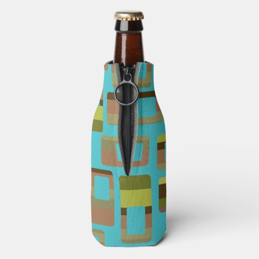 Turkoois gestreepte rechthoeken flesjeskoeler (Fles Achterkant)