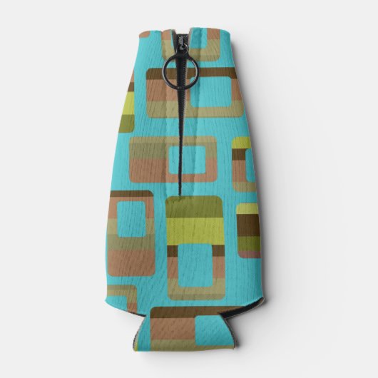 Turkoois gestreepte rechthoeken flesjeskoeler (Achterkant)