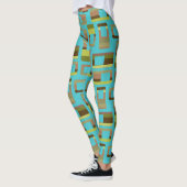 Turkoois gestreepte rechthoeken leggings (Links)
