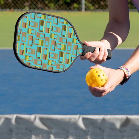 Turkoois gestreepte rechthoeken pickleball paddle (Insitu)