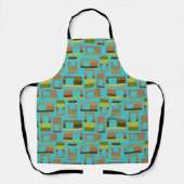 Turkoois gestreepte rechthoeken schort (Voorkant)