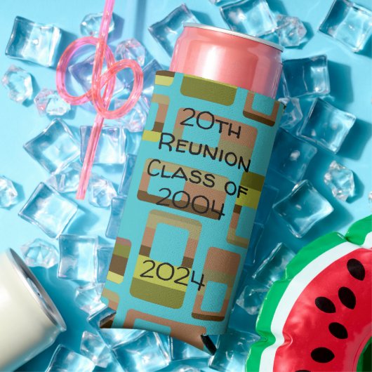 Turkoois gestreepte rechthoeken seltzer blikjeskoeler (Insitu Zomer)