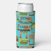 Turkoois gestreepte rechthoeken seltzer blikjeskoeler (Seltzer Voorkant)