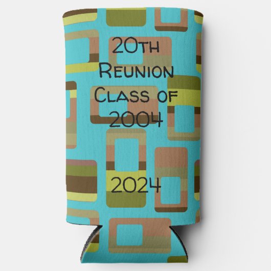 Turkoois gestreepte rechthoeken seltzer blikjeskoeler (Voorkant)