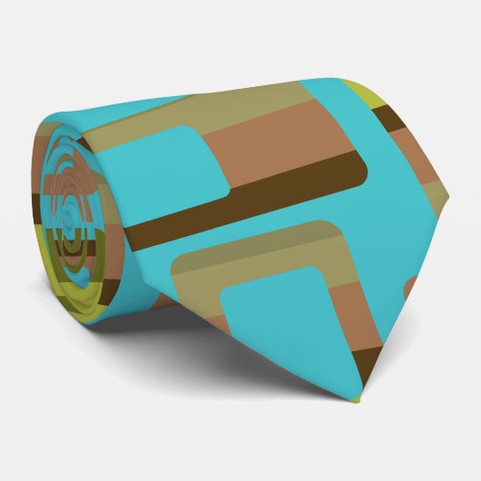 Turkoois gestreepte rechthoeken stropdas (Opgerold)