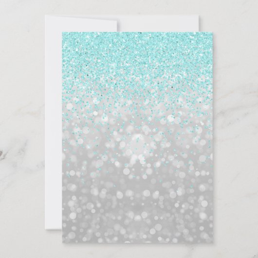 Turkoois Glitter en Zilver Sweet 16 Verjaardag Kaart (Achterkant)