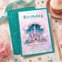 Turkoois Glitter Prinsessen Kasteel Verjaardagsfee