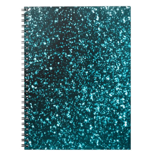 Turkoois Glitter Spiraalschrift Notitieboek (Voorkant)