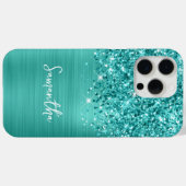 Turkoois Glitter Turquoise Glam Naam Case-Mate iPhone Case (Achterkant (horizontaal))