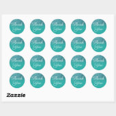 Turkoois Glitter Turquoise Gradiënt Bedankt Ronde Sticker (Vel)