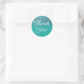 Turkoois Glitter Turquoise Gradiënt Bedankt Ronde Sticker (Tas)