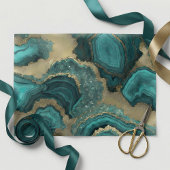 Turkoois Goud Glitter Agatische Geode Marmer Tissuepapier