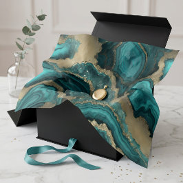 Turkoois Goud Glitter Agatische Geode Marmer Tissuepapier