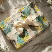 Turkoois & Goud Herfstbladeren Cadeaupapier