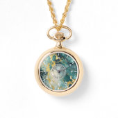 Turkoois Gouden Kralen Hanger - Horloge Ketting Ca (Voorkant)