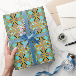 Turkoois Gouden Mozaïek Cadeaupapier