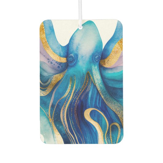 Turkoois Gouden Octopus  Luchtverfrisser (Voorkant)
