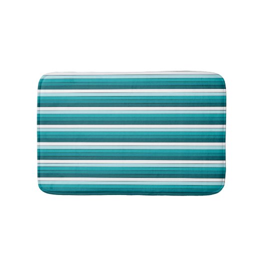 Turkoois Groen Blauw Wit Strepen Badmat (Voorkant)
