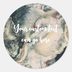 Turkoois Groen Crème Kosmische Aquarel Goud Hemels Ronde Sticker