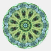 Turkoois groene caleidoscoop ronde sticker (Voorkant)