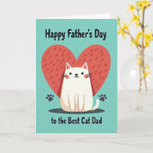 Turkoois Hart Beste Kattenpapa Kaart (Gele Bloem)