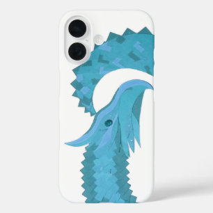 Turkoois hart draak op wit iPhone 16 hoesje