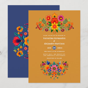Turkoois & Indigo Mexicaanse Folk Art Fiesta Bruil Kaart