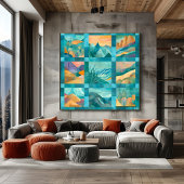 Turkoois Ingekaderde Abstracte Woestijn Kunst Rast Perfect Poster