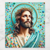 Turkoois Jezus wijn etiketten! Wijn Etiket (Enkel label)