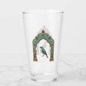 Turkoois juweel vogel | Perzisch geïnspireerd  Glas (Achterkant)