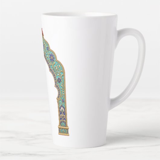 Turkoois juweel vogel | Perzisch geïnspireerd Latte Mok (Rechts)