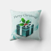 Turkoois Kerstcadeau Worpkussen Kussen (Achterkant)