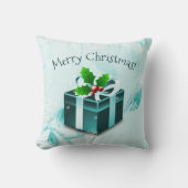Turkoois Kerstcadeau Worpkussen Kussen (Voorkant)