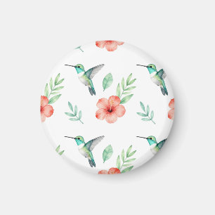 Turkoois Kolibrie Hibiscus Patroon Magneet