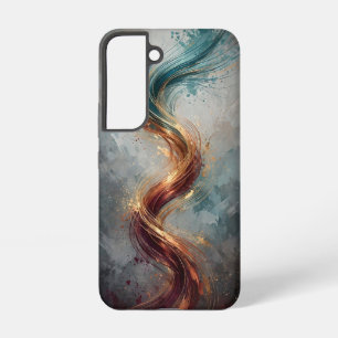 Turkoois Koper Gouden Luxe Lint Werveling  Samsung Galaxy Hoesje