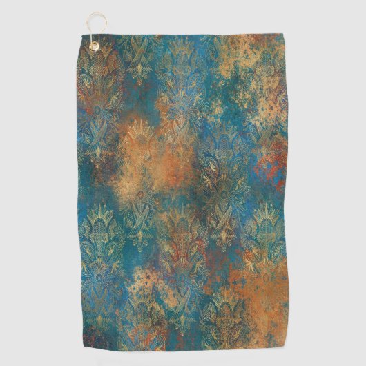 Turkoois Koper Patina Golfhanddoek (Voorkant)