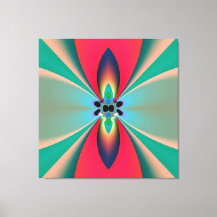 Turkoois Koraal Spiegel Symmetrie Abstracte Kunst Canvas Afdruk