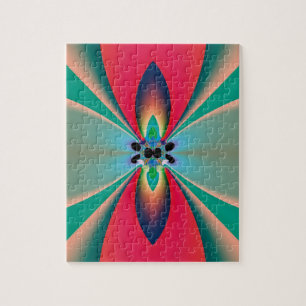 Turkoois Koraal Spiegel Symmetrie Abstracte Kunst Legpuzzel