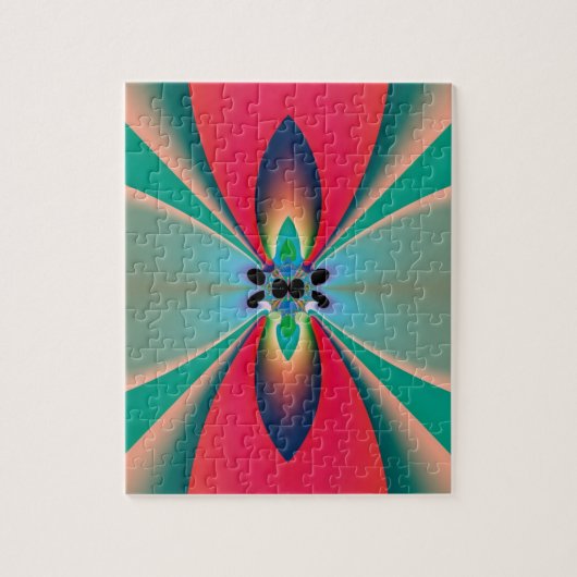 Turkoois Koraal Spiegel Symmetrie Abstracte Kunst Legpuzzel (Verticaal)
