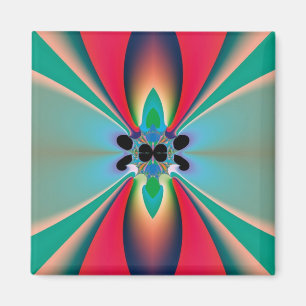 Turkoois Koraal Spiegel Symmetrie Abstracte Kunst Magneet
