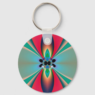 Turkoois Koraal Spiegel Symmetrie Abstracte Kunst Sleutelhanger