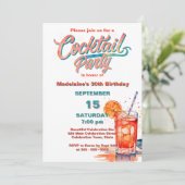 Turkoois & Koraal Verfrissend Waterverf Cocktail F Kaart (Staand voorkant)