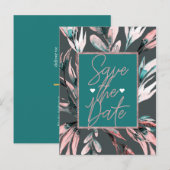 Turkoois Koraal Waterverf Botanische Glam Save the Aankondigingskaart (Voorkant / Achterkant)