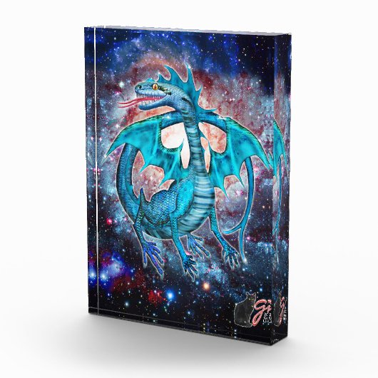 Turkoois Kosmische Draak Acryl Blok (Rechts)