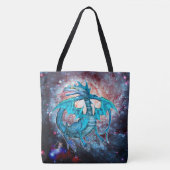 Turkoois Kosmische Draak Tote Bag (Voorkant)