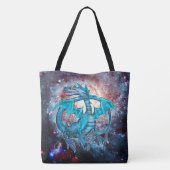Turkoois Kosmische Draak Tote Bag (Achterkant)