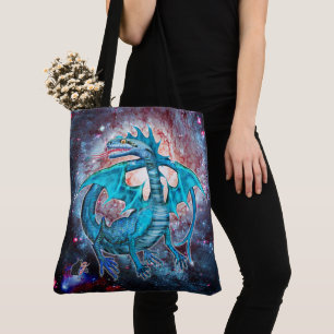 Turkoois Kosmische Draak Tote Bag