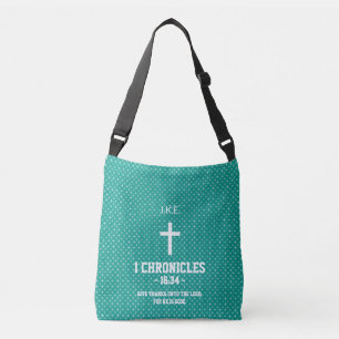 Turkoois kruist patroonbijbelvers Christelijk Crossbody Tas