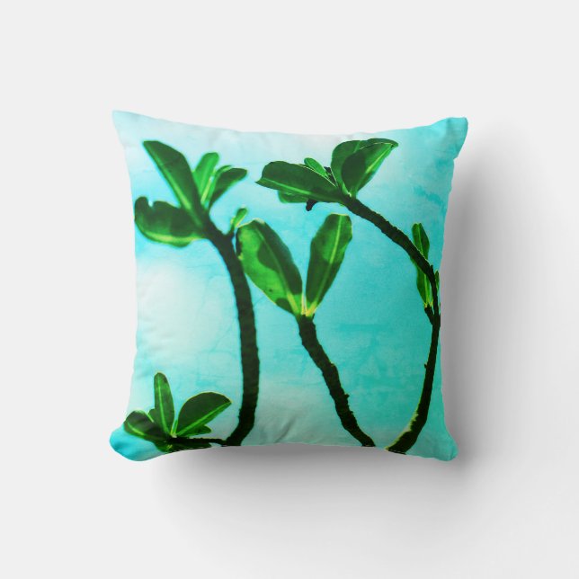 Turkoois Kudu Lelie Bladeren Kussen Pillow (Voorkant)