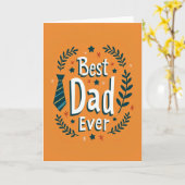 Turkoois Laurel Beste Papa Ooit Kaart (Gele Bloem)